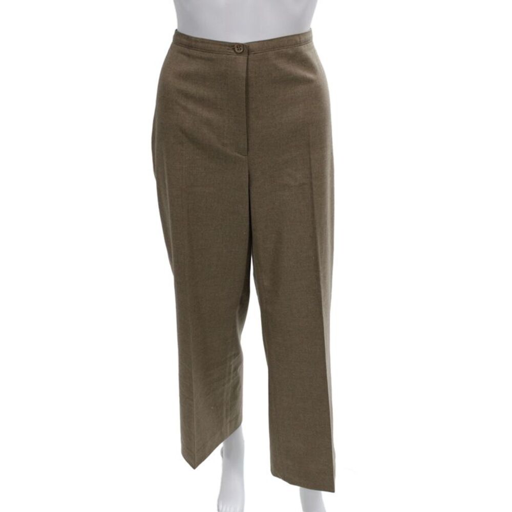 Cambio Women Brown Wool Blend Dress Pants Button Closure Size 30